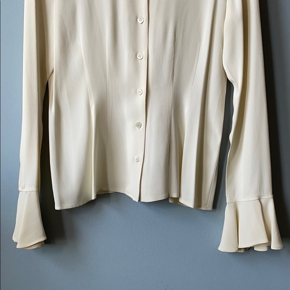 Vintage Y2K Neutral Wide Collar Tailored Shirt - Picture 6 of 9